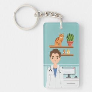 Veterinär Doktorn Veterinärklinik Man Med Söt Katt