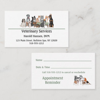 Veterinär- eller sällskapsdjurssektorn visitkort