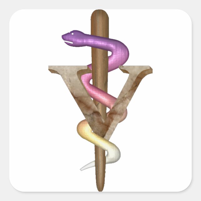 Veterinär Emblem Fyrkantigt Klistermärke (Framsida)