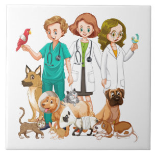 Veterinär- folk bakgrund kakelplatta