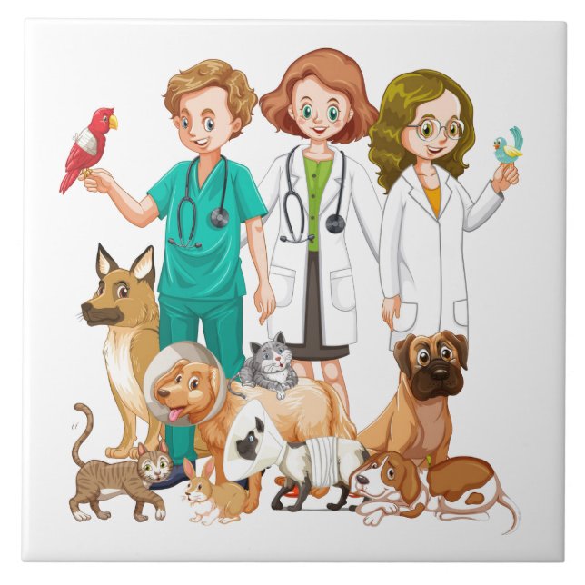 Veterinär- folk bakgrund kakelplatta (Framsidan)