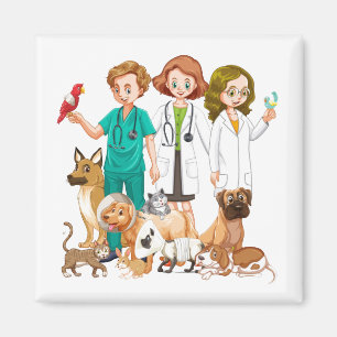 Veterinär- folk bakgrund magnet