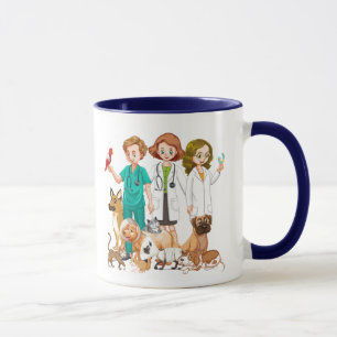 Veterinär- folk bakgrund mugg