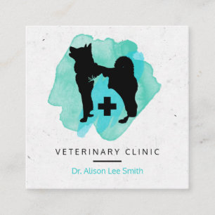 Veterinär för Clinic Kor Fyrkantigt Visitkort