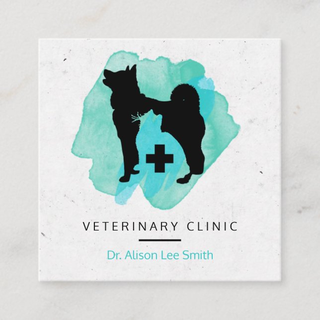 Veterinär för Clinic Kor Fyrkantigt Visitkort (Framsida)