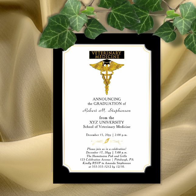 Veterinär för veterinärmedicin Studenten Magnetisk Inbjudningskort (Veterinary Medicine Veterinarian Graduation Magnetic Invitation)