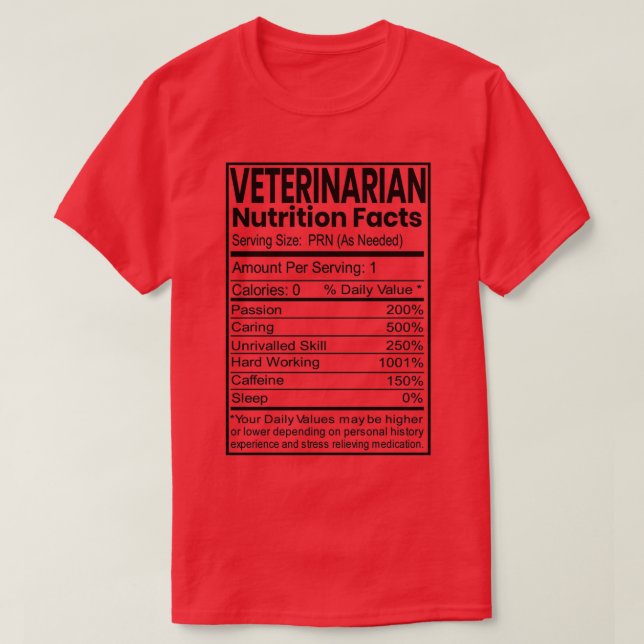 Veterinär Funny Gift Nutrition Facts 1 T Shirt (Design framsida)