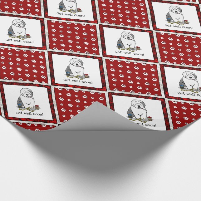 Veterinär Gamle English Sheepdog Cute Get well Presentpapper (Hörn)
