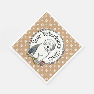 Veterinär Gamle English Sheepdog Grått 1 Cute Vet Pappersservett
