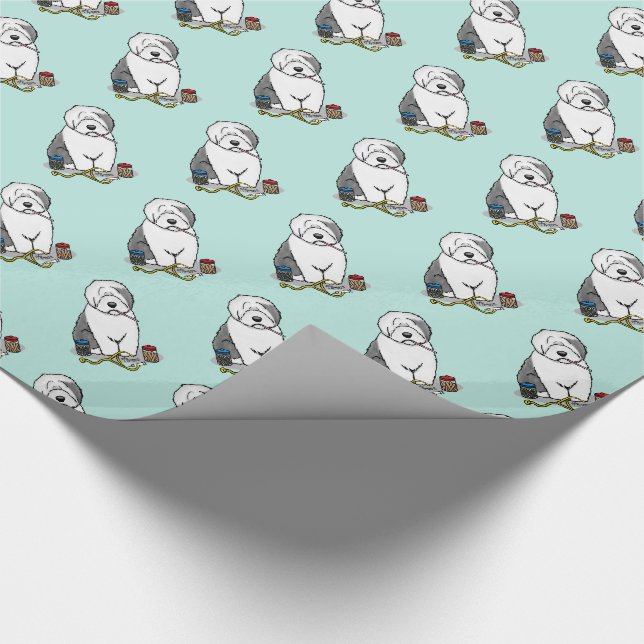 Veterinär Gamle English Sheepdog Grått 1 Cute Vet Presentpapper (Hörn)