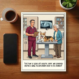 Veterinär jouräventyr tecknad serie vykort