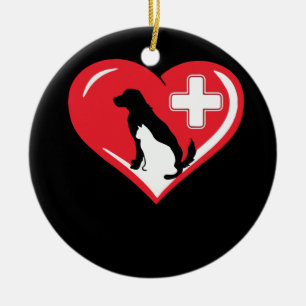 Veterinär Kärlek Cat och Hund Veterinary TShirt Julgransprydnad Keramik