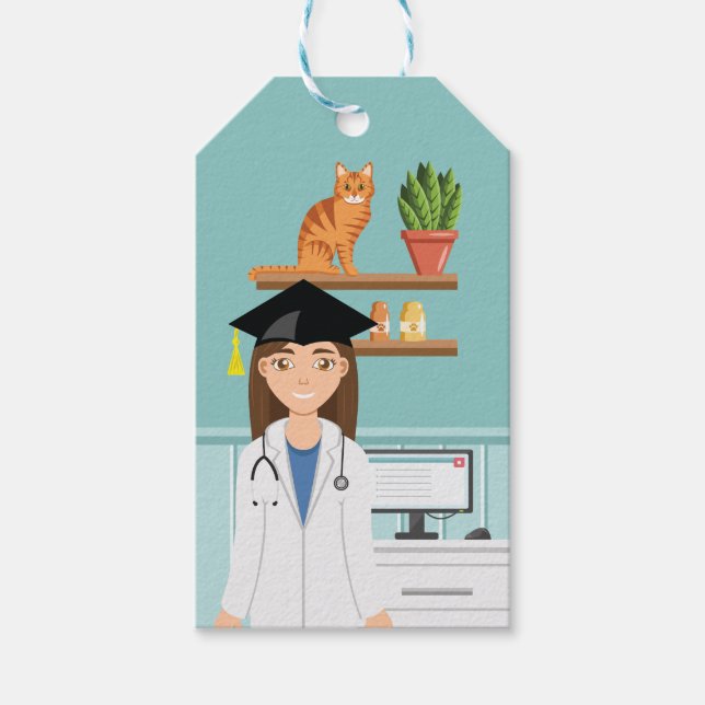 Veterinär Läkare Doktor Examen DVM Utexaminerad Presentetikett (Framsidan)