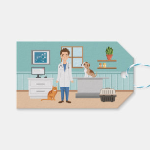 Veterinär Man Vet Clinic Djurklinik för husdjur Presentetikett