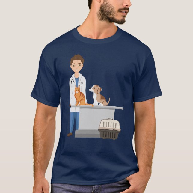 Veterinär Man vet Clinical med sällskapsdjur och H T Shirt (Framsida)