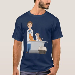 Veterinär Man Vet Klinik Med Husdjur Katt Och Hund T Shirt