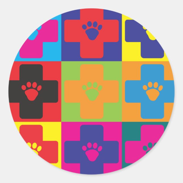 Veterinär- medicinpopkonst runt klistermärke (Framsida)