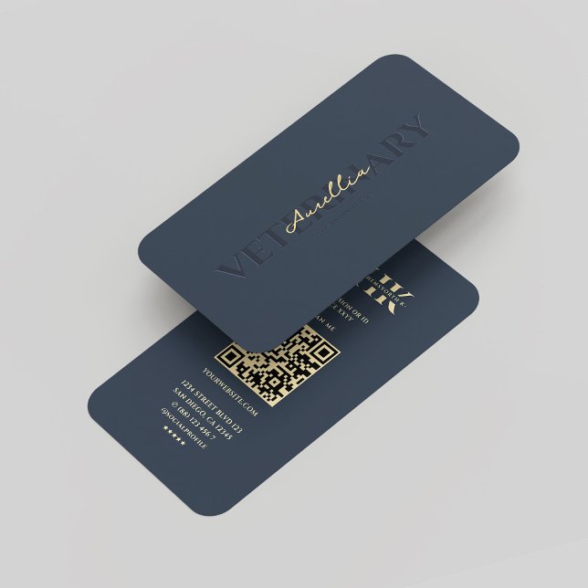 Veterinär Mörk blått Veterinär Monogram Modern Visitkort (Veterinarian Dark Blue Veterinary Monogram Modern Business Card
)