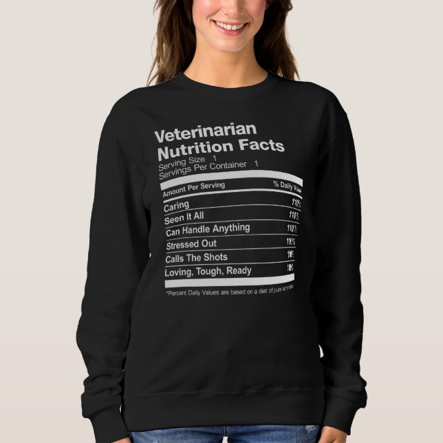 Veterinär Nutrition Facts Funny T Shirt (Framsida)