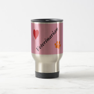 Veterinär-Orange Paw Print och hjärta på rosa Resemugg