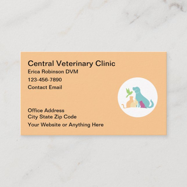Veterinär Pastellfärg Visitkort (Framsida)