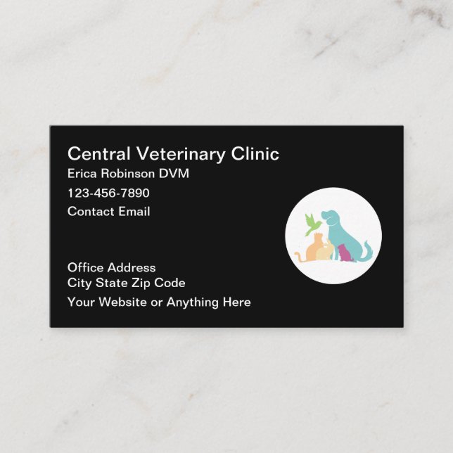 Veterinär Pastellfärg Visitkort (Framsida)