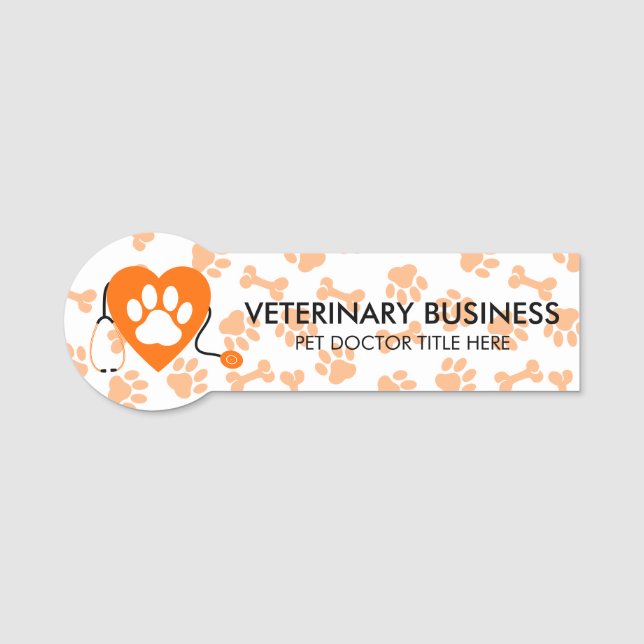 Veterinär Paw Heart Stethescope Pet Doctor Namnbricka (Framsida)