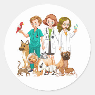 Veterinär People Background Runt Klistermärke