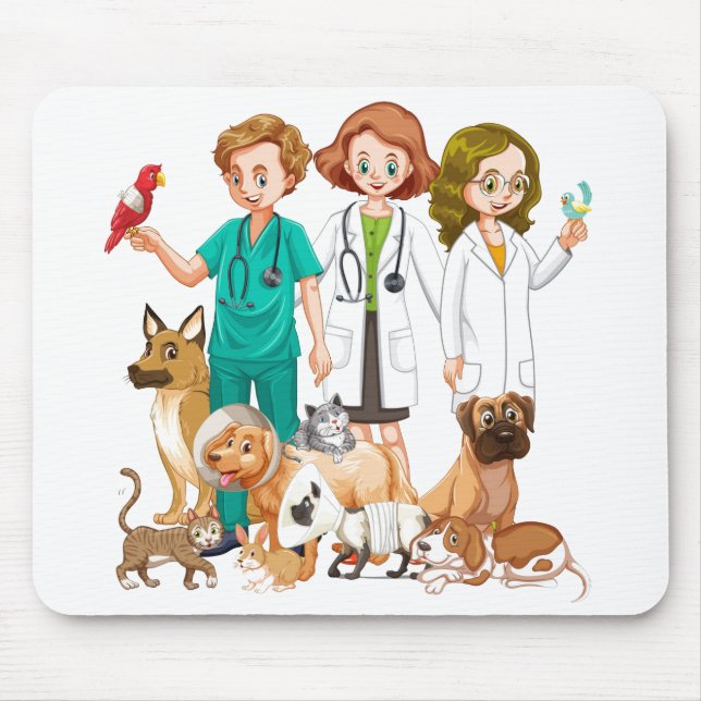 Veterinär personal bakgrund musmatta (Framsidan)