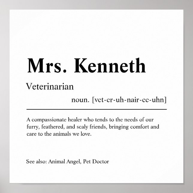 Veterinär Personlig Gift Poster (Framsidan)