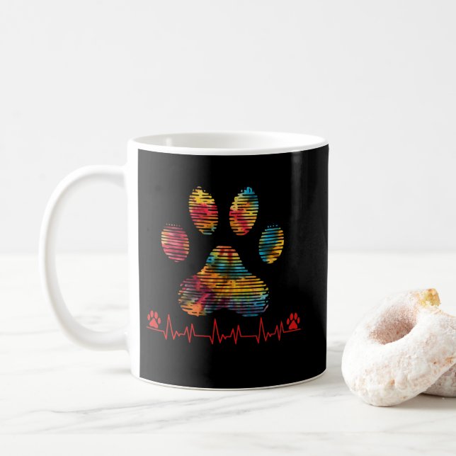 Veterinär Rainbow Paw Print Heartslag Vet Tech Kaffemugg (Med munk)
