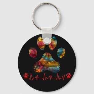 Veterinär Rainbow Paw Print Heartslag Vet Tech Nyckelring