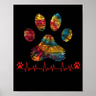 Veterinär Rainbow Paw Print Heartslag Vet Tech Poster