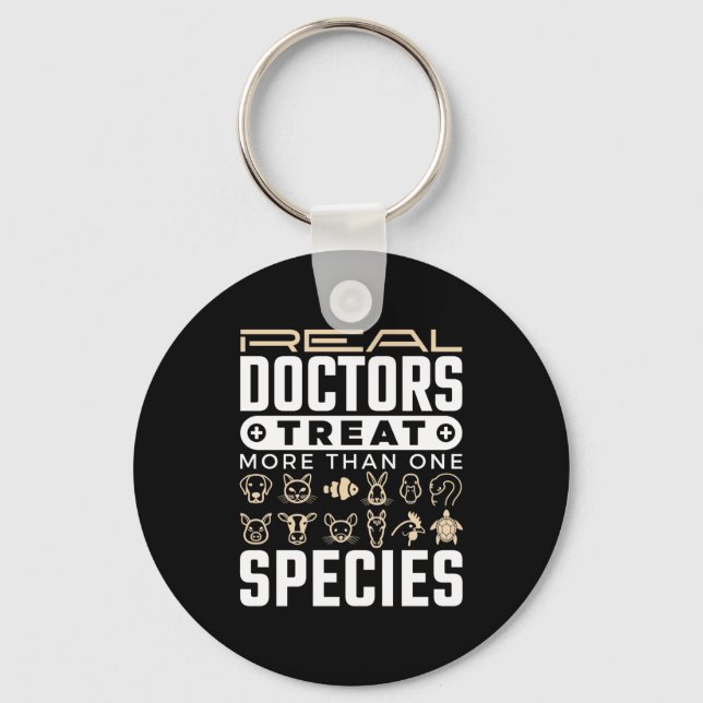 Veterinär Real Läkare behandlar fler än en art Nyckelring (Framsida)