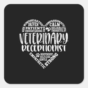 veterinär receptionist fyrkantigt klistermärke