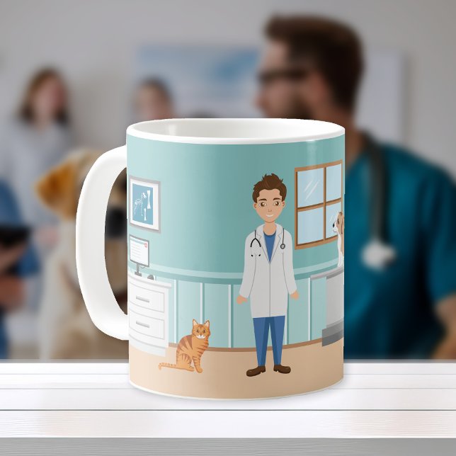 Veterinär Room Vet Man Pet Doktor eget namn Kaffemugg (Skapare uppladdad)