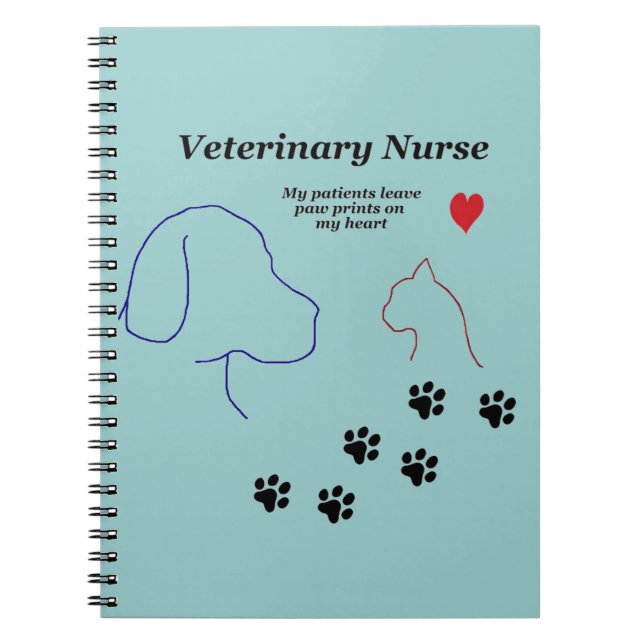 Veterinär- sjuksköterska - tass avtryck på min anteckningsbok med spiral (Framsidan)