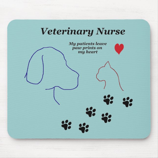 Veterinär- Sjuksköterska-Tass tryck på min hjärta Musmatta (Framsidan)