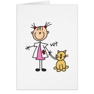 Veterinär- stick figur hälsningskort