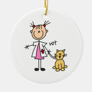 Veterinär- stick figur julgransprydnad keramik
