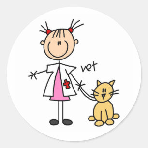 Veterinär- stick figur runt klistermärke