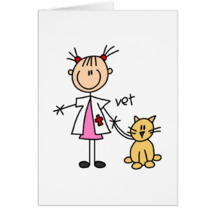 Veterinär- stick figurkort hälsningskort
