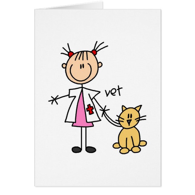 Veterinär- stick figurkort hälsningskort (Framsidan)