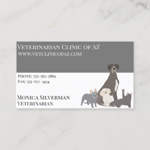 Veterinär Svart Grå Block Husdjur Hund Katt Visitkort