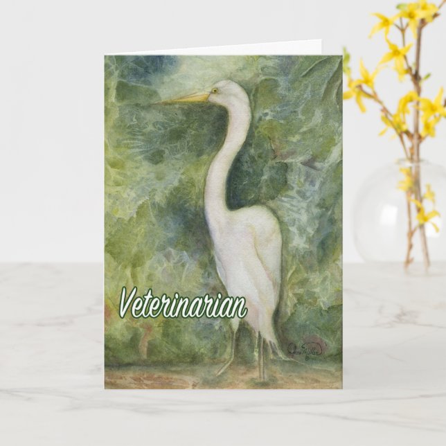 Veterinär Tack, du kort Egret Bird-vildmark (Gul blomma)