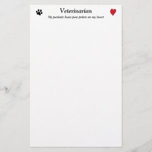 Veterinär - tass avtryck på min hjärta #2 brevpapper