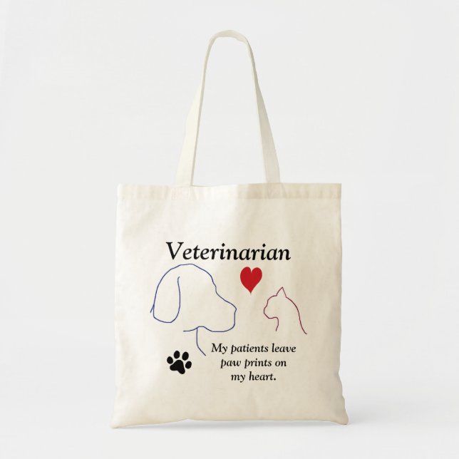 Veterinär - tass avtryck på min hjärta #2 tygkasse (Framsidan)