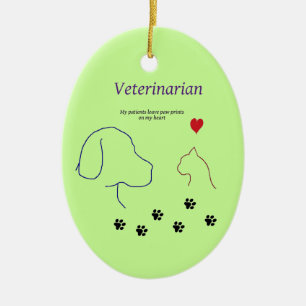 Veterinär-Tass tryck på min hjärta Julgransprydnad Keramik