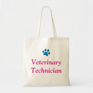 Veterinär- tekniker med blåtttasstrycket tygkasse