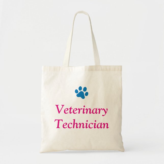 Veterinär- tekniker med blåtttasstrycket tygkasse (Framsidan)
